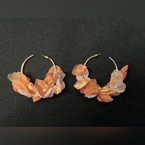 Floral Hoop Earrings in Gold and Pink